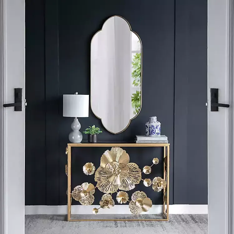 Kirklands Home Champagne Gold Long Quatrefoil Mirror Best