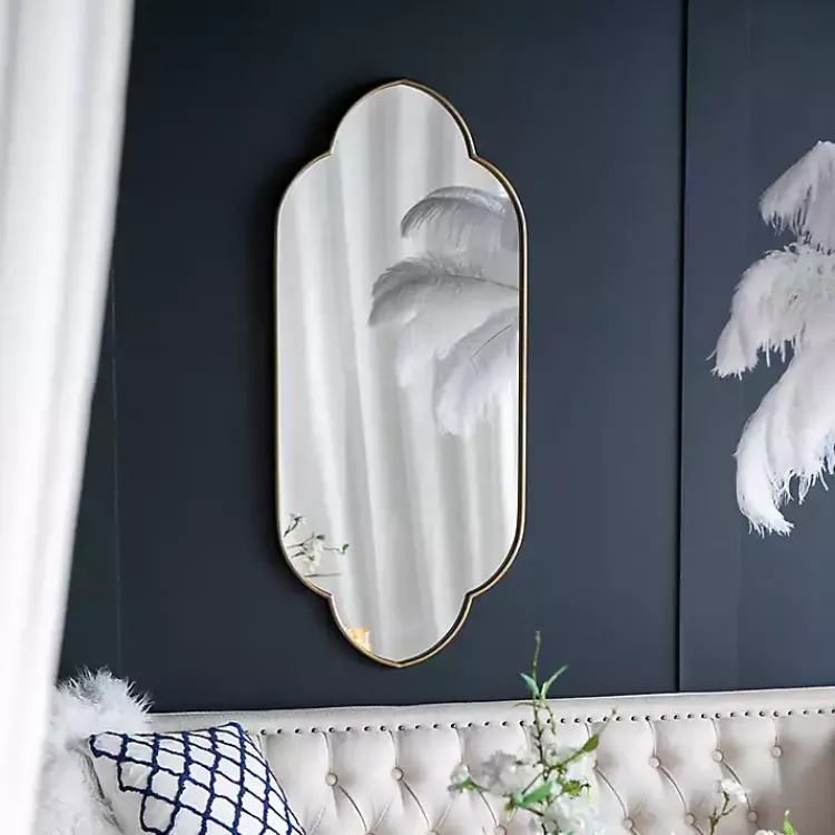 Kirklands Home Champagne Gold Long Quatrefoil Mirror Best