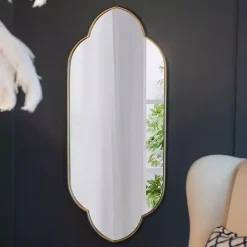 Kirklands Home Champagne Gold Long Quatrefoil Mirror Best