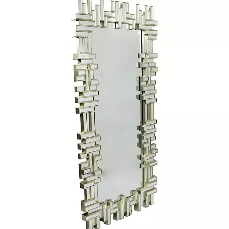 Kirklands Home Champagne Gold Rectangular Modern Wall Mirror Outlet