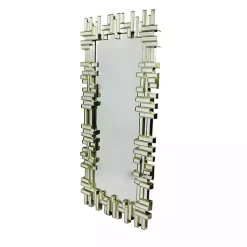 Kirklands Home Champagne Gold Rectangular Modern Wall Mirror Outlet