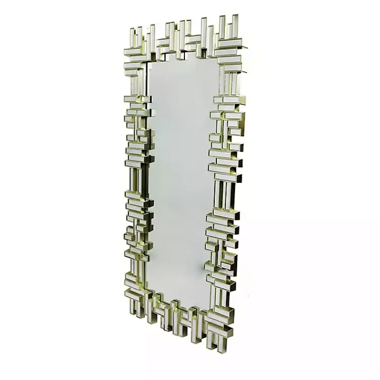 Kirklands Home Champagne Gold Rectangular Modern Wall Mirror Outlet