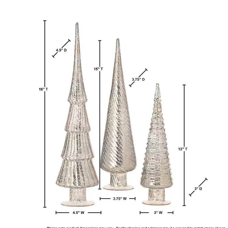 Christmas Decorations>Kirklands Home Champagne Mercury Glass Christmas Trees, Set of 3 Gold