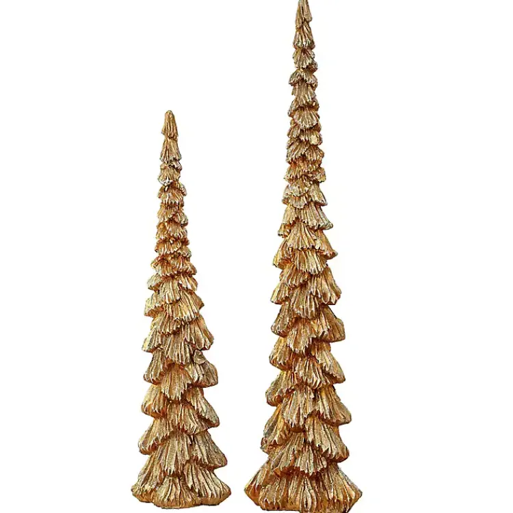 Christmas Decorations>Kirklands Home Champagne Winter Forest Trees, Set of 2 Gold
