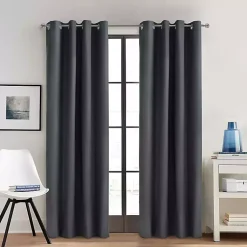 Kirklands Home Charcoal Alpine Blackout Curtain Panel, 63 in. Gray New