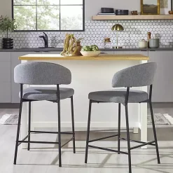 Kirklands Home Charcoal and Black Curved Counter Stools, Set of 2 Gray Online
