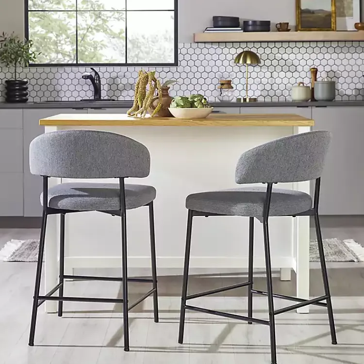 Kirklands Home Charcoal and Black Curved Counter Stools, Set of 2 Gray Online