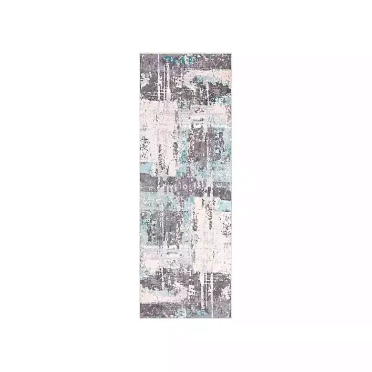 Kirklands Home Charcoal and Indigo Abstract Floor Runner Best