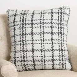 Pillows>Kirklands Home Charcoal and White Boucle Plaid Pillow