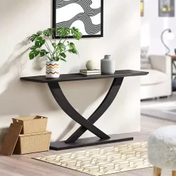 Kirklands Home Charcoal Ramus Console Table Black