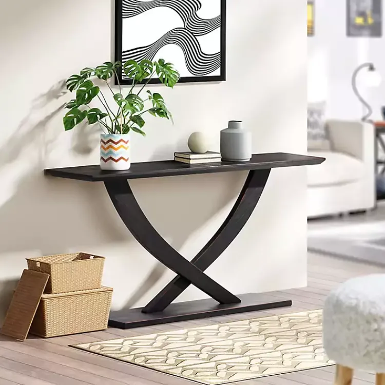 Kirklands Home Charcoal Ramus Console Table Black