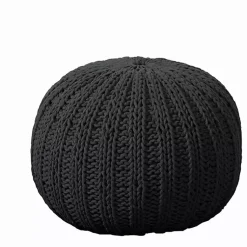 Poufs & Floor Cushions>Kirklands Home Charcoal Cable Knit Pouf Gray