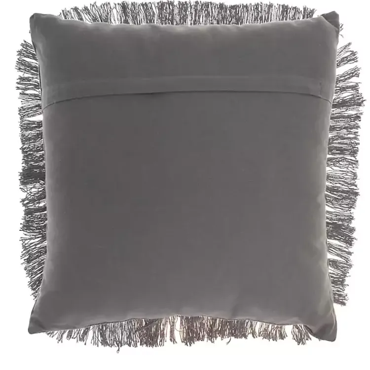 Pillows>Kirklands Home Charcoal Diamond Fringe Throw Pillow Gray