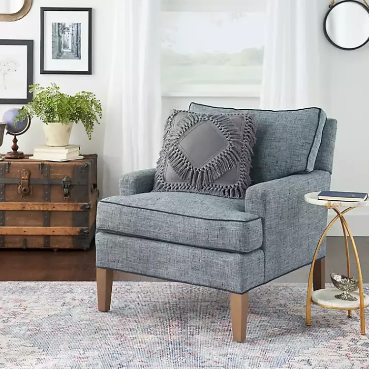 Pillows>Kirklands Home Charcoal Diamond Fringe Throw Pillow Gray