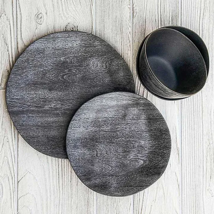 Kirklands Home Charcoal Faux Wood Melamine Dinner Plate, Set of 6 Gray Best