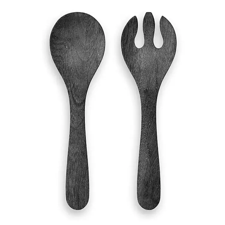 Kirklands Home Charcoal Faux Wood Melamine 2-pc. Serving Utensils Gray Clearance