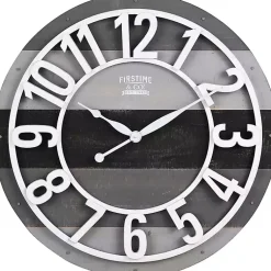 Kirklands Home Charcoal and White Plank Wall Clock Gray