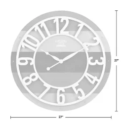 Kirklands Home Charcoal and White Plank Wall Clock Gray