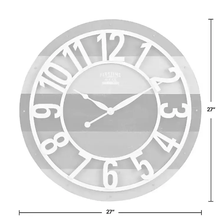 Kirklands Home Charcoal and White Plank Wall Clock Gray