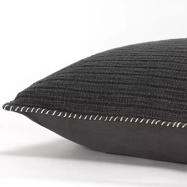 Pillows>Kirklands Home Charcoal Subtle Striped Oversized Pillow Gray