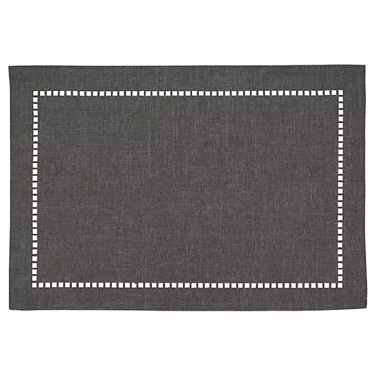 Kirklands Home Charcoal Laser-Cut Hemstitch Placemats, Set of 4 Gray Clearance