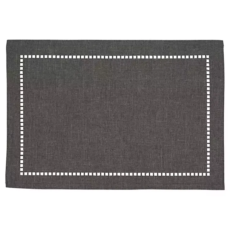 Kirklands Home Charcoal Laser-Cut Hemstitch Placemats, Set of 4 Gray Clearance