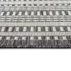 Kirklands Home Charcoal Linear Macy Indoor/Outdoor Area Rug, 6x9 Black Outlet