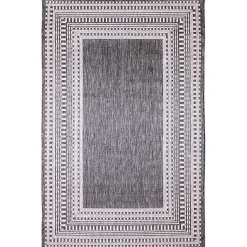 Kirklands Home Charcoal Linear Macy Indoor/Outdoor Area Rug, 7x9 Black Best