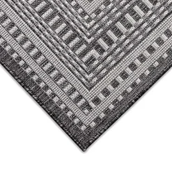 Kirklands Home Charcoal Linear Macy Indoor/Outdoor Area Rug, 7x9 Black Best