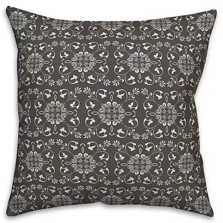 Kirklands Home Charcoal Medallion Indoor/Outdoor Pillow Clearance