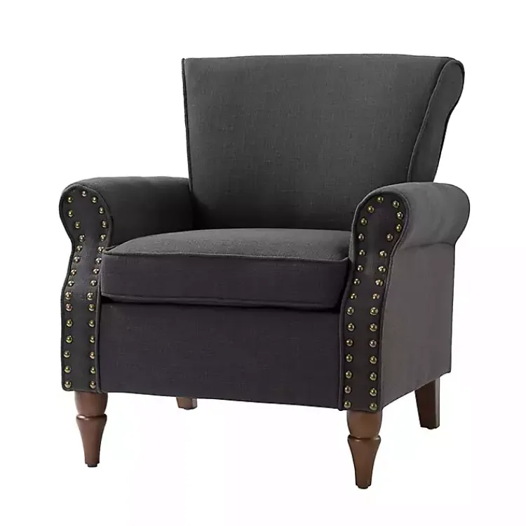 Kirklands Home Charcoal Upholstered Henry Armchair Gray Clearance