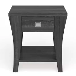 Kirklands Home Charcoal Wood Single Drawer Side Table Gray New