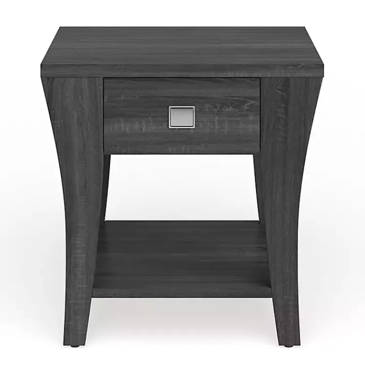 Kirklands Home Charcoal Wood Single Drawer Side Table Gray New