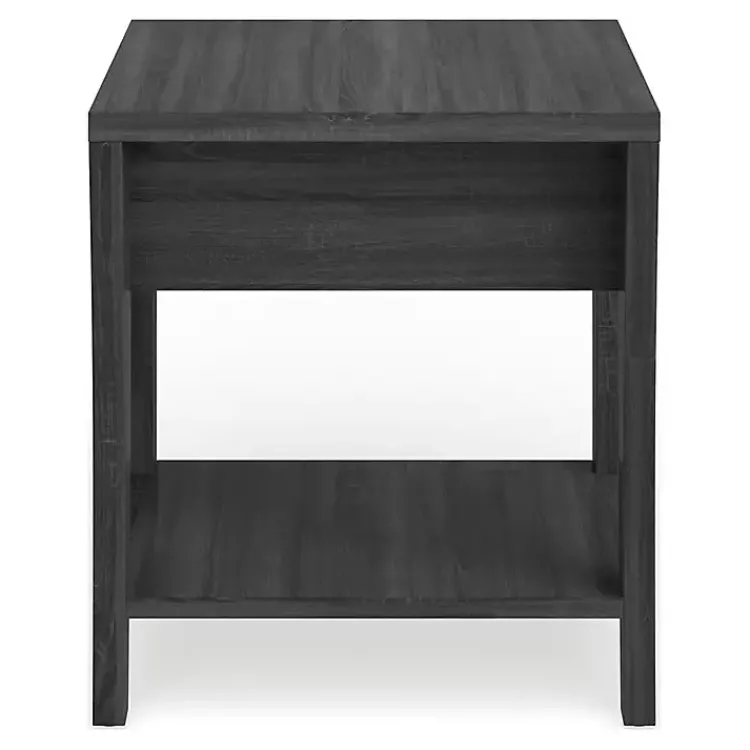 Kirklands Home Charcoal Wood Single Drawer Side Table Gray New