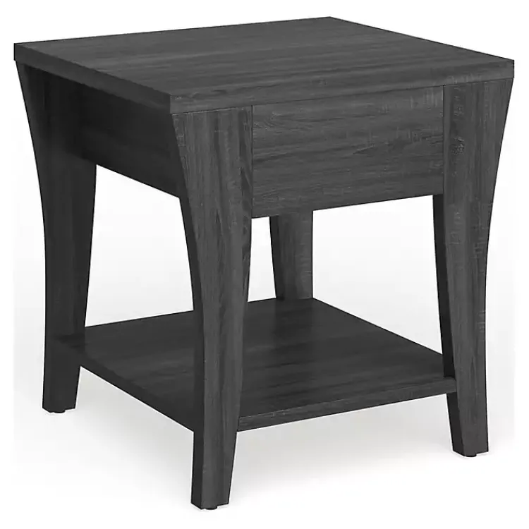 Kirklands Home Charcoal Wood Single Drawer Side Table Gray New