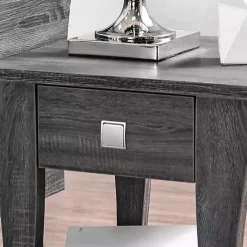 Kirklands Home Charcoal Wood Single Drawer Side Table Gray New