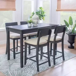 Kirklands Home Charcoal Wood Upholstered 5-pc. Dining Set Gray Discount