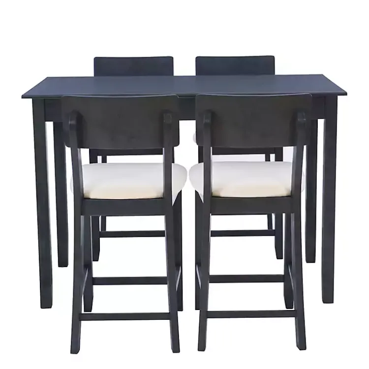 Kirklands Home Charcoal Wood Upholstered 5-pc. Dining Set Gray Discount