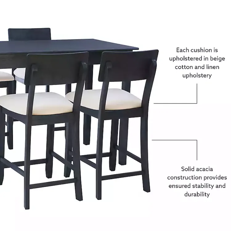 Kirklands Home Charcoal Wood Upholstered 5-pc. Dining Set Gray Discount