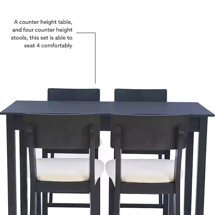Kirklands Home Charcoal Wood Upholstered 5-pc. Dining Set Gray Discount