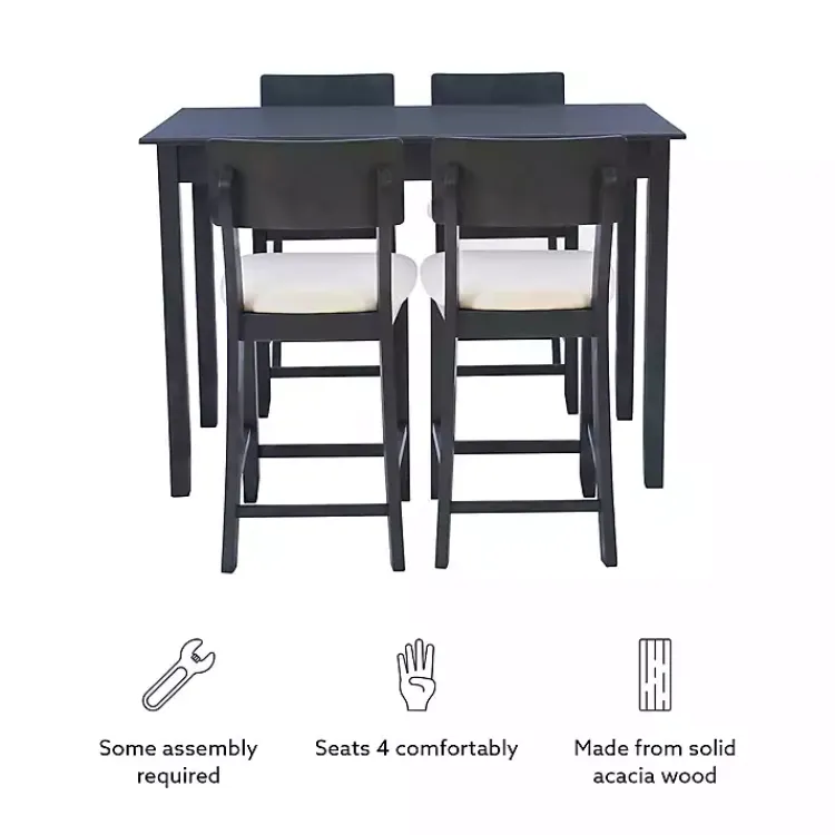 Kirklands Home Charcoal Wood Upholstered 5-pc. Dining Set Gray Discount