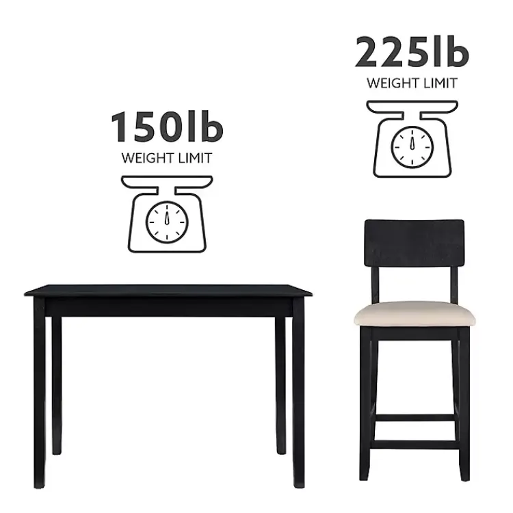Kirklands Home Charcoal Wood Upholstered 5-pc. Dining Set Gray Discount