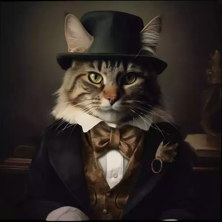 Kirklands Home Charming Victorian Cat Framed Canvas Art Print Discount