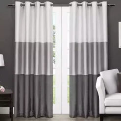 Kirklands Home Chateau Stripe Curtain Panel Set, 96 in. Black Hot