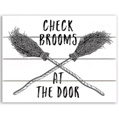 Halloween>Kirklands Home Check Brooms At The Door Halloween Wall Plaque