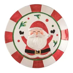 Christmas Dining & Entertaining>Kirklands Home Cheerful Santa Glass Serving Platter