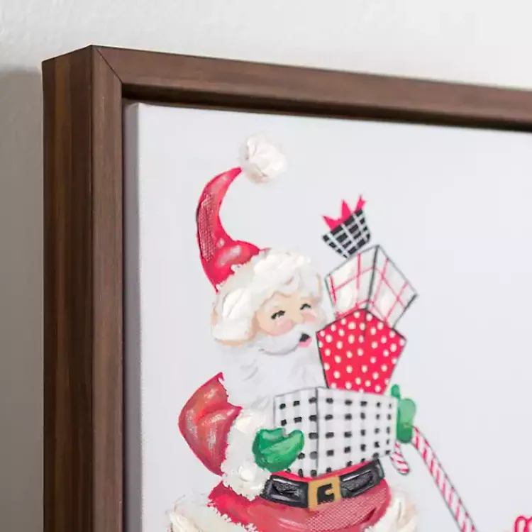 Christmas Art & Wall Decor>Kirklands Home Cheery Santa with Presents Framed Canvas Art Print