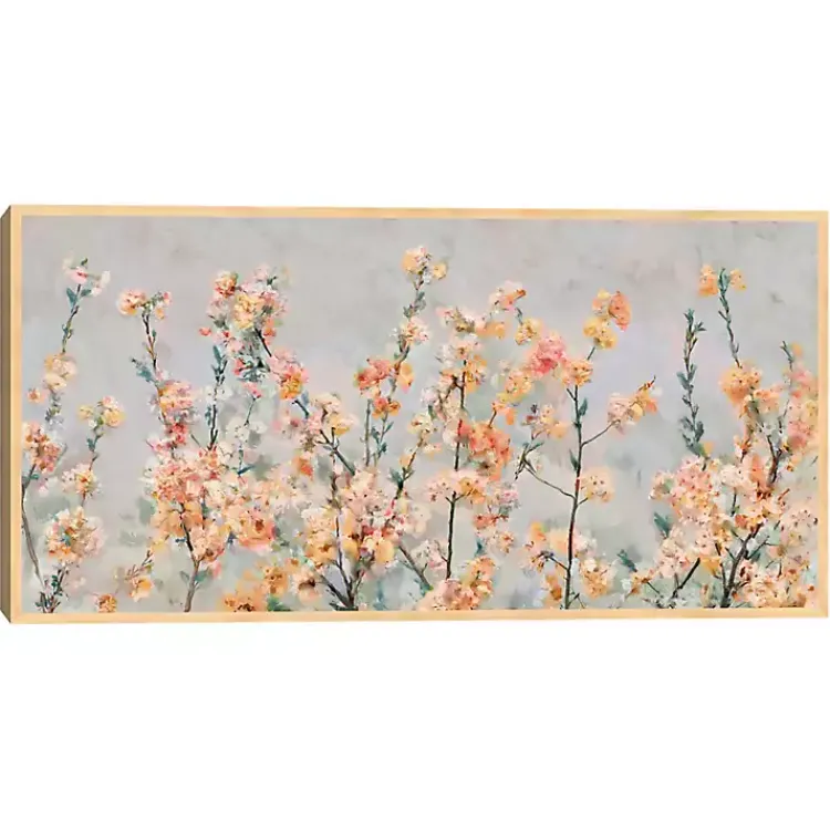 Kirklands Home Cherry Blossom Blooms Birch Framed Canvas Print New