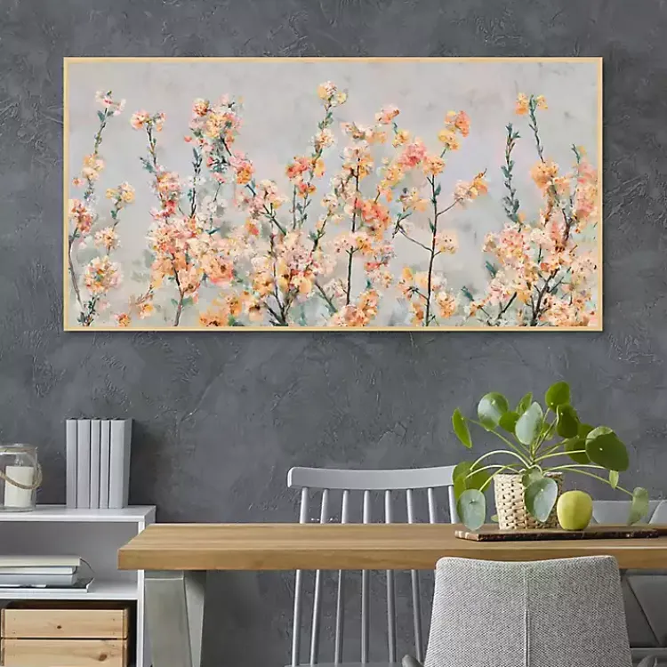 Kirklands Home Cherry Blossom Blooms Birch Framed Canvas Print New