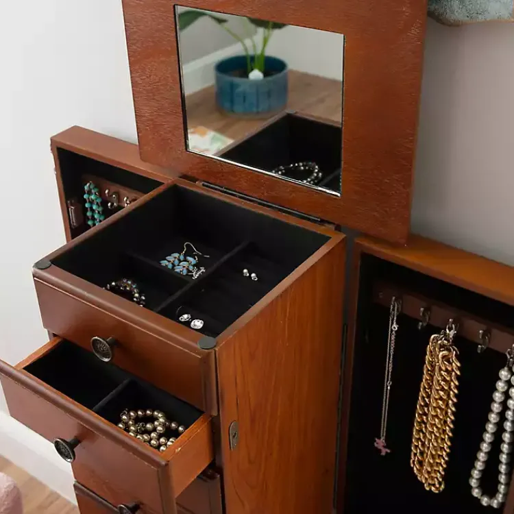 Kirklands Home Cherry 5-Drawer Ollie Petite Jewelry Armoire Brown Discount
